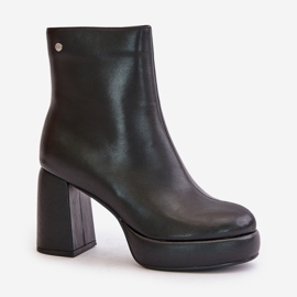 Botine din piele naturală cu toc înalt GOE OO2N4166-W2 Negru 4