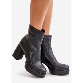 Botine din piele naturală cu toc înalt GOE OO2N4166-W2 Negru 1
