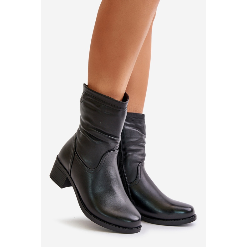 Cizme cu toc înalt căptușite cu blană Vinceza 85155 Negru 1