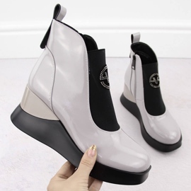 Cizme gri de dama din piele Vinceza 66703 1