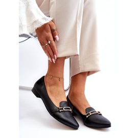 Zazoo 2885 Ballerine din piele pentru femei cu decor negru 1