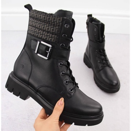 Cizme izolate dama lucratoare din piele, negre Remonte D1W71-03 negru 1