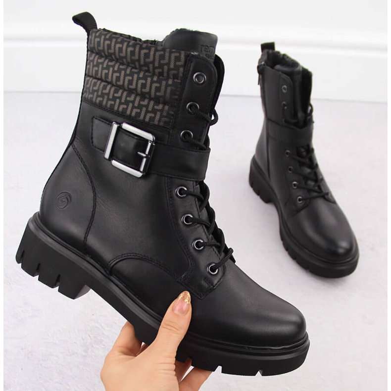 Cizme izolate dama lucratoare din piele, negre Remonte D1W71-03 negru 1