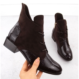 Botine de dama din piele lacuita maro Potocki 12498 1 Botine de dama din piele lacuita maro Potocki 12498 1