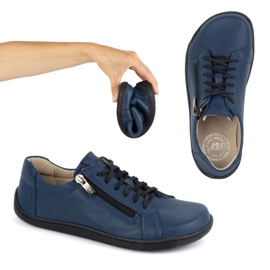 Olivier Pantofi de dama minimalisti din piele descult model 1243, bleumarin albastru 2