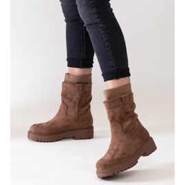 Botine maro cu slip-on cu șosetă Ralia 1