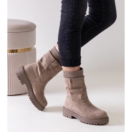 Botine slip-on bej cu șosetă Ralia 2