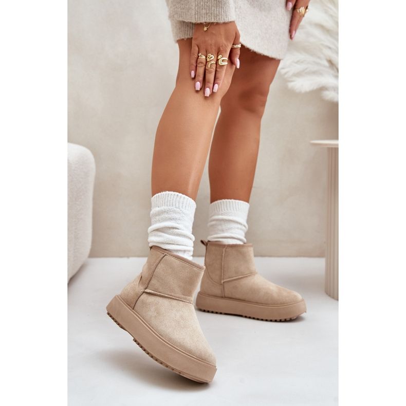 Cizme de zapada cu platforma de dama din piele intoarsa ecologica bej Atteria 2 Cizme de zapada cu platforma de dama din piele intoarsa ecologica bej Atteria 2