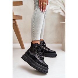 Botine izolate Trapper pentru femei pe platforma neagră Jelenia negru 2