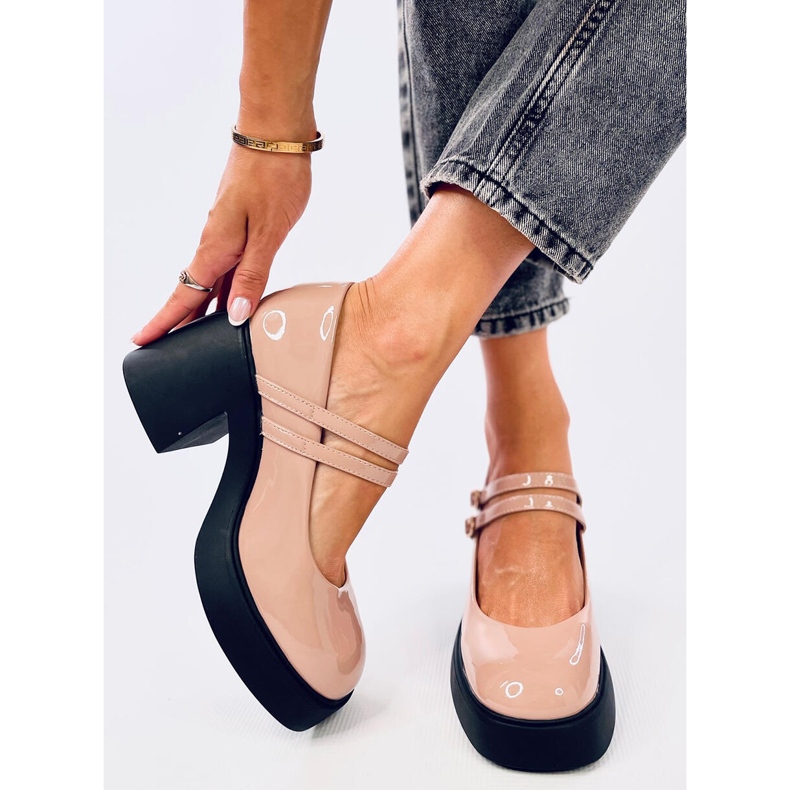 Pompe Lorai Khaki cu toc lat bej 1