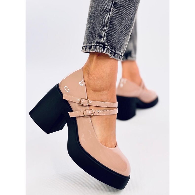 Pompe Lorai Khaki cu toc lat bej 2