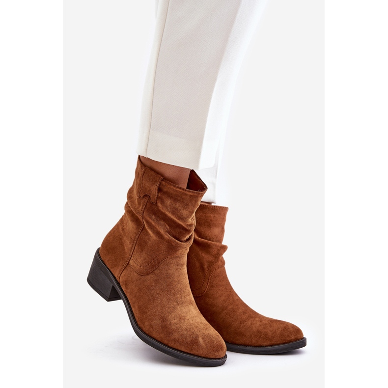 Cizme de damă izolate Camel Zinanya, cu un toc superior încrețit maro 1