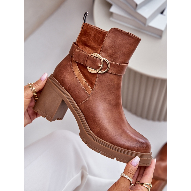 Cizme Damă Toc Înalt Cu Fermoar Izolat Camel Inabelle maro 2