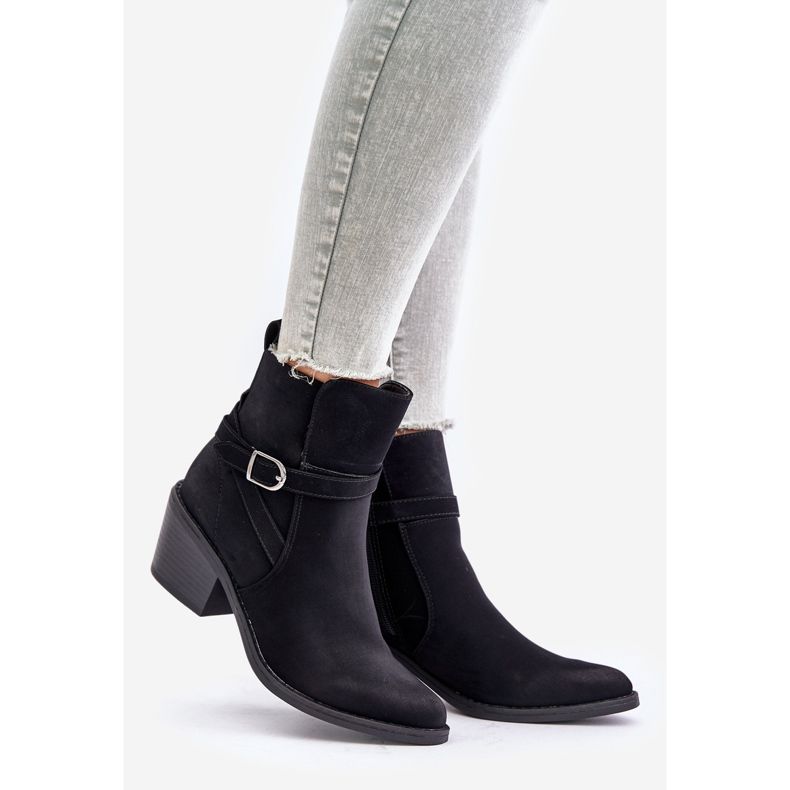 Ghete Cowboy Negre Glamer Cu Toc Înalt Cu Degete Ascuțite, Izolați, Cu Fermoar negru 1