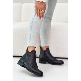 Cizme joase de damă, cu toc plat, negru încălzit S.Barski HY42-119 negru 2