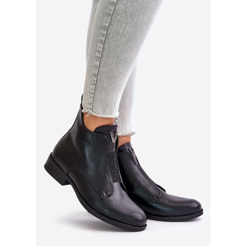 Cizme joase de damă, cu toc plat, negru încălzit S.Barski HY42-119 negru 1