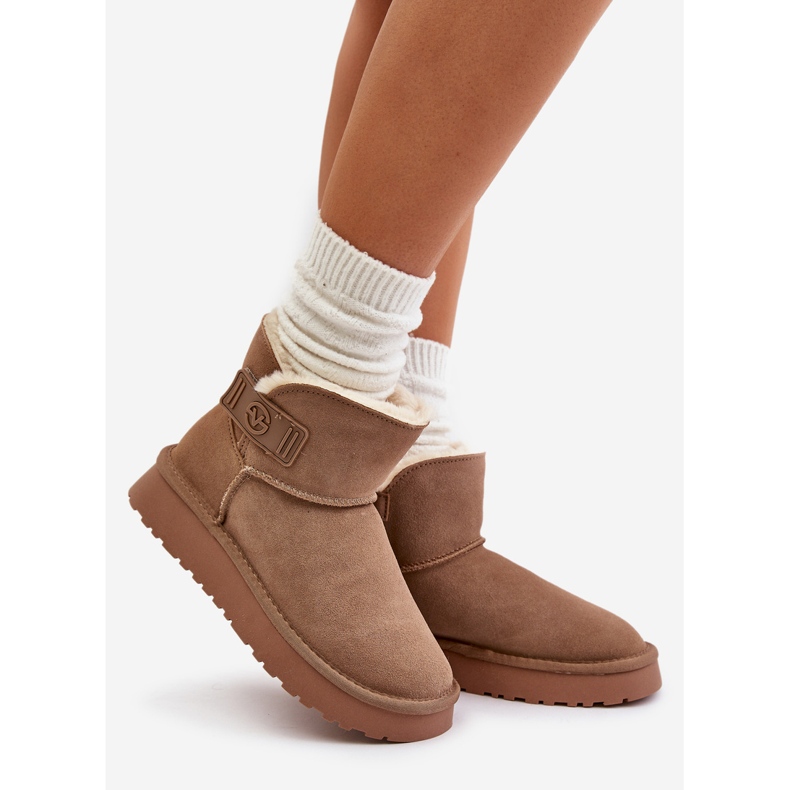 Cizme de zapada piele intoarsa cu blana Vinceza 97951 Bej 1