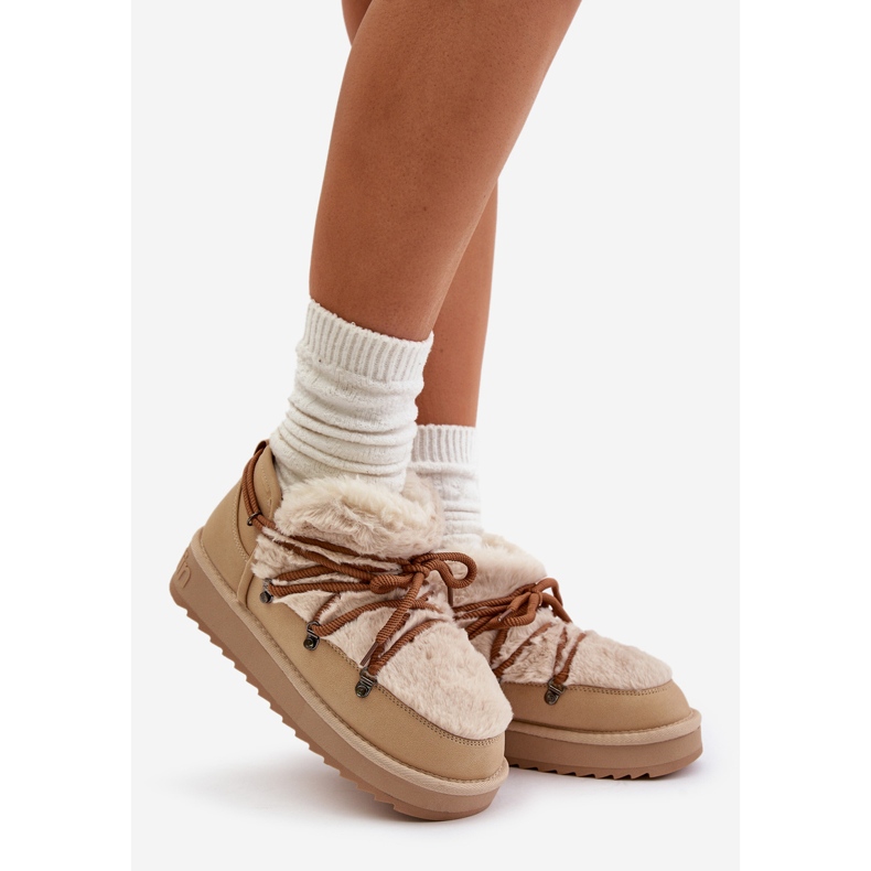 Cizme De Zapada Cu Platforma Joasa Cu Blana D.Franklin DFSH370011 Bej 1