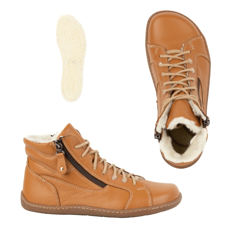 Olivier Pantofi de iarna minimalisti de dama descult 1261 rosu portocale 2