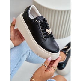 Pantofi de damă din piele pe platformă cu un ac Vinceza 89101 negru 2