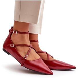 STEPHAN Balerine pentru femei cu Burgundia roșu 3 STEPHAN Balerine pentru femei cu Burgundia roșu 3