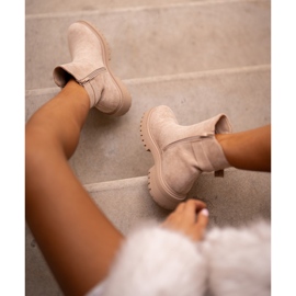 Cizme Chelsea izolate cu fermoar și cataramă, Bej Kikiella 1