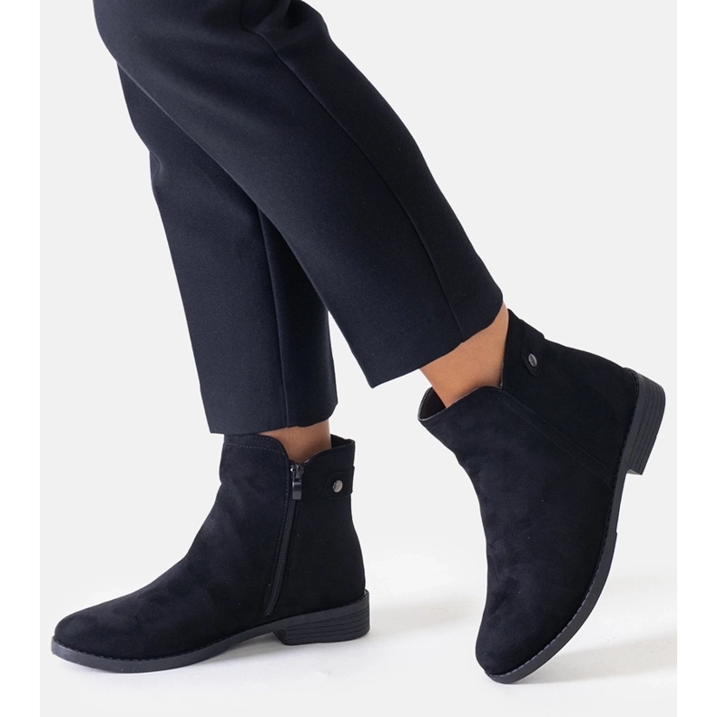 Botine clasice negre din piele intoarsa ecologica Pereia negru 1 Botine clasice negre din piele intoarsa ecologica Pereia negru 1