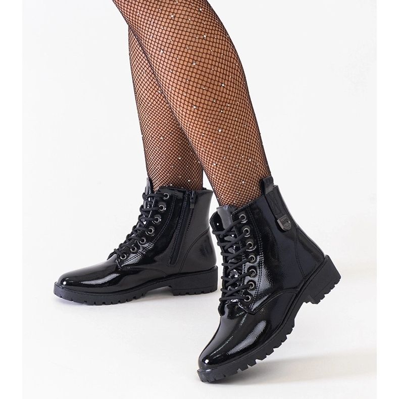 Botine negre de lavete pe platforma Madana negru 1