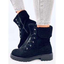 Barkoi Botine negre cu siret cu piele de oaie negru 3