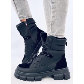 Botine izolate cu șireturi Torey Black negru 4