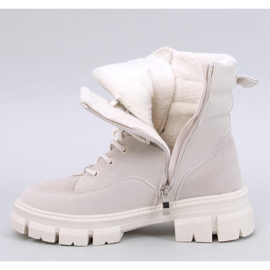 Botine izolate cu șireturi Torey White bej 2