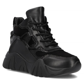 Cizme cu platforma din piele Filippo DBT6367/24 Bk, negre negru 1