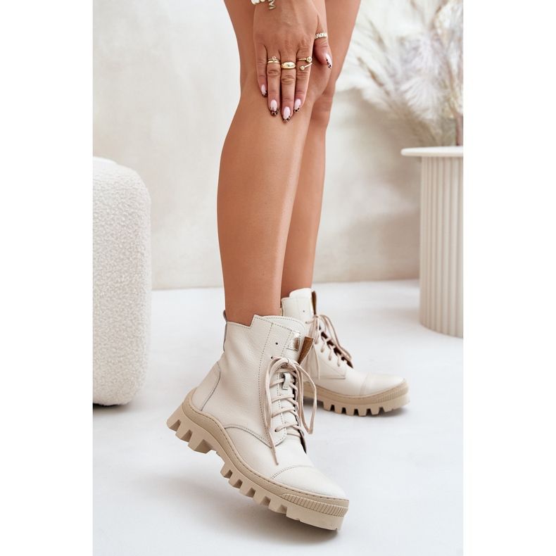 Ghete de damă Zazoo 2831 din piele naturală, bej deschis 2