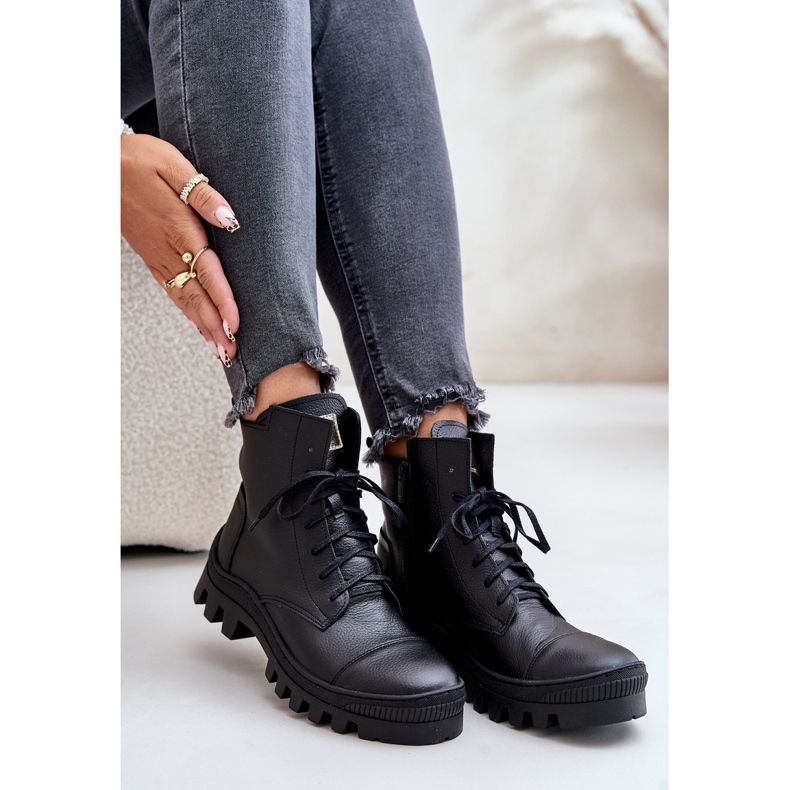 Ghete de dama Zazoo 2831 din piele naturala, neagra negru 2