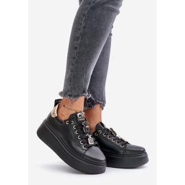 Pantofi de damă din piele cu ace pe platforma CheBello 4596 negru 1