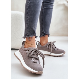 ARTIKER Pantofi dama din piele intoarsa cu sireturi groase Artier 54C1465 gri 2