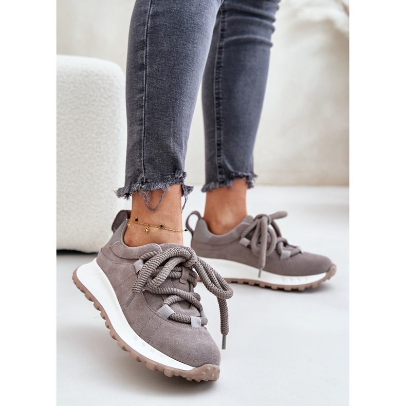 ARTIKER Pantofi dama din piele intoarsa cu sireturi groase Artier 54C1465 gri 2 ARTIKER Pantofi dama din piele intoarsa cu sireturi groase Artier 54C1465 gri 2