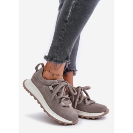 ARTIKER Pantofi dama din piele intoarsa cu sireturi groase Artier 54C1465 gri 1