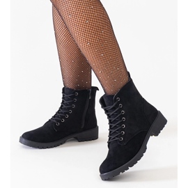 Botine de muncitor negre din piele intoarsa ecologica pe platforma Barosa negru 1