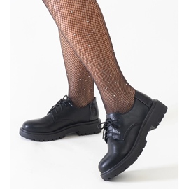 Pantofi negri casual cu șireturi din piele ecologică Kalila negru 1