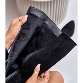 Cizme peste genunchi pentru femei din piele intoarsa ecologica cu toc inalt cald Vinceza 16473 negru 2