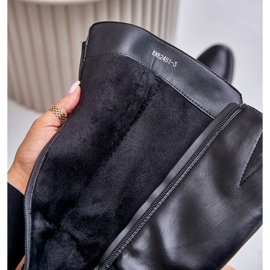 Jezzi Cizme cu toc din piele ecologica peste genunchi, Izanae negre negru 2