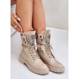 S.Barski Cizme Muncitor Piele Eco Cu Decorat, Izolatoare D&amp;A MR880-080 Bej 2