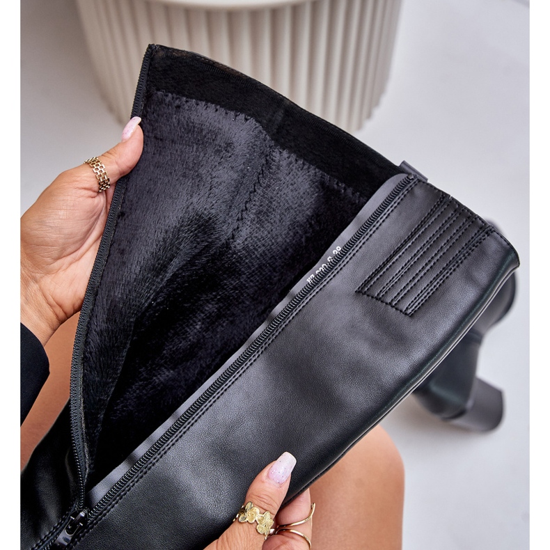 Cizme cu toc înalt izolați din piele Sergio Leone KZ230-S, negre negru 2