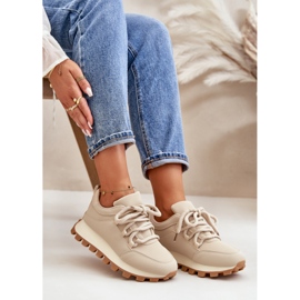 Pantofi sport: Adidași pe platformă din piele ecologică, bej 6