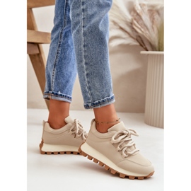 Pantofi sport: Adidași pe platformă din piele ecologică, bej 3