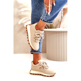 Pantofi sport: Adidași pe platformă din piele ecologică, bej 4