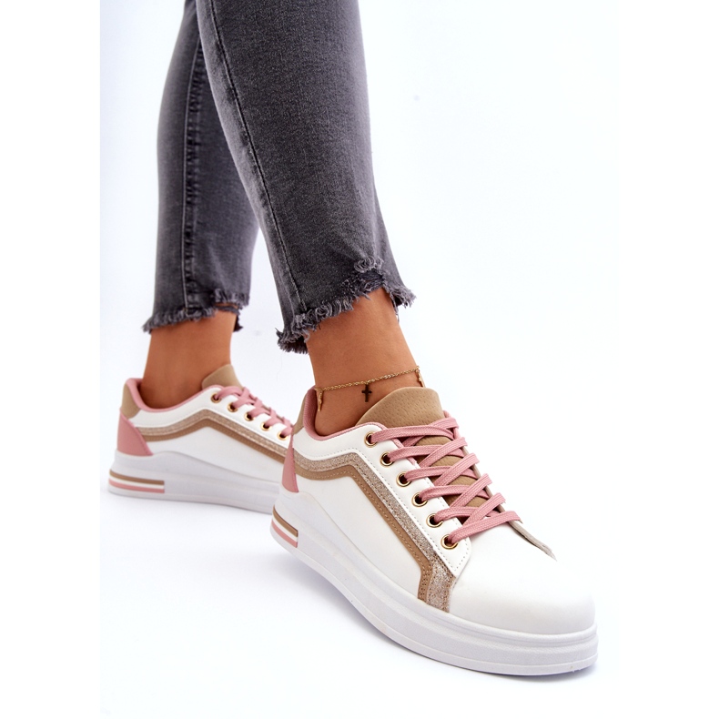 Sporturile pentru femei se strecoară cu sclipici bej alb 5