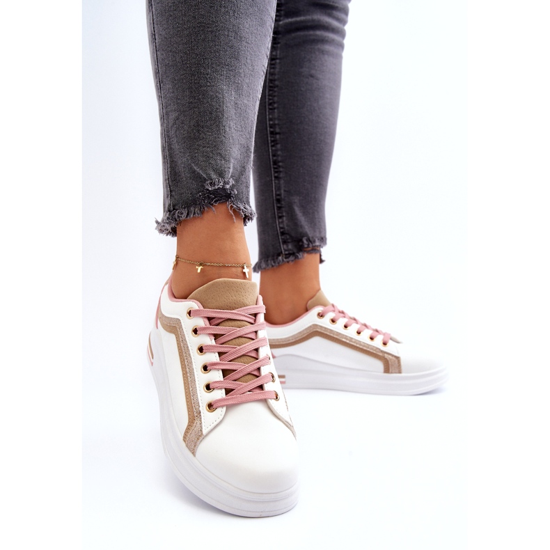 Sporturile pentru femei se strecoară cu sclipici bej alb 3