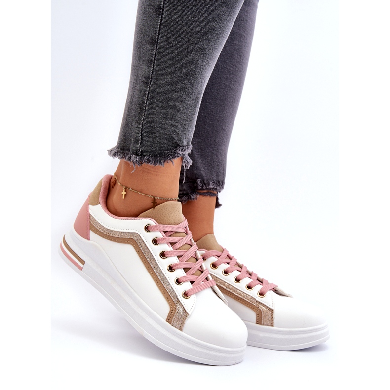 Sporturile pentru femei se strecoară cu sclipici bej alb 2